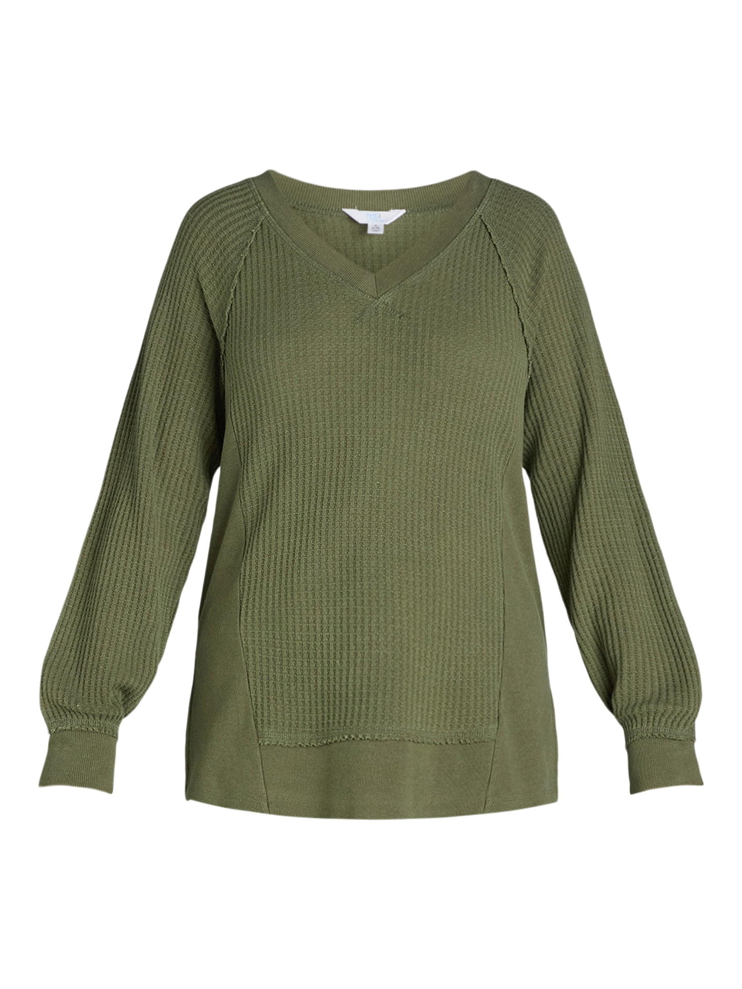 Time and Tru Women's Waffle Knit Sweatshirt, Sizes XS-XXXL