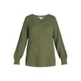 thumbnail image 2 of Time and Tru Women's Waffle Knit Sweatshirt, Sizes XS-XXXL, 2 of 5