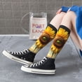 thumbnail image 5 of Naloa Artistic Oil Painting Sunflower Thigh High Socks Extra Long Stretchy Sock Women Over Knee High Opaque Stocking Daily Wear, 5 of 6