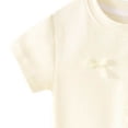 thumbnail image 4 of KyCheLot T-Shirts à Col Rond pour Filles T-Shirts d'Été de Couleur Unie à Manches Courtes T-Shirts Confortables Mignons avec Nœud, 4 of 7