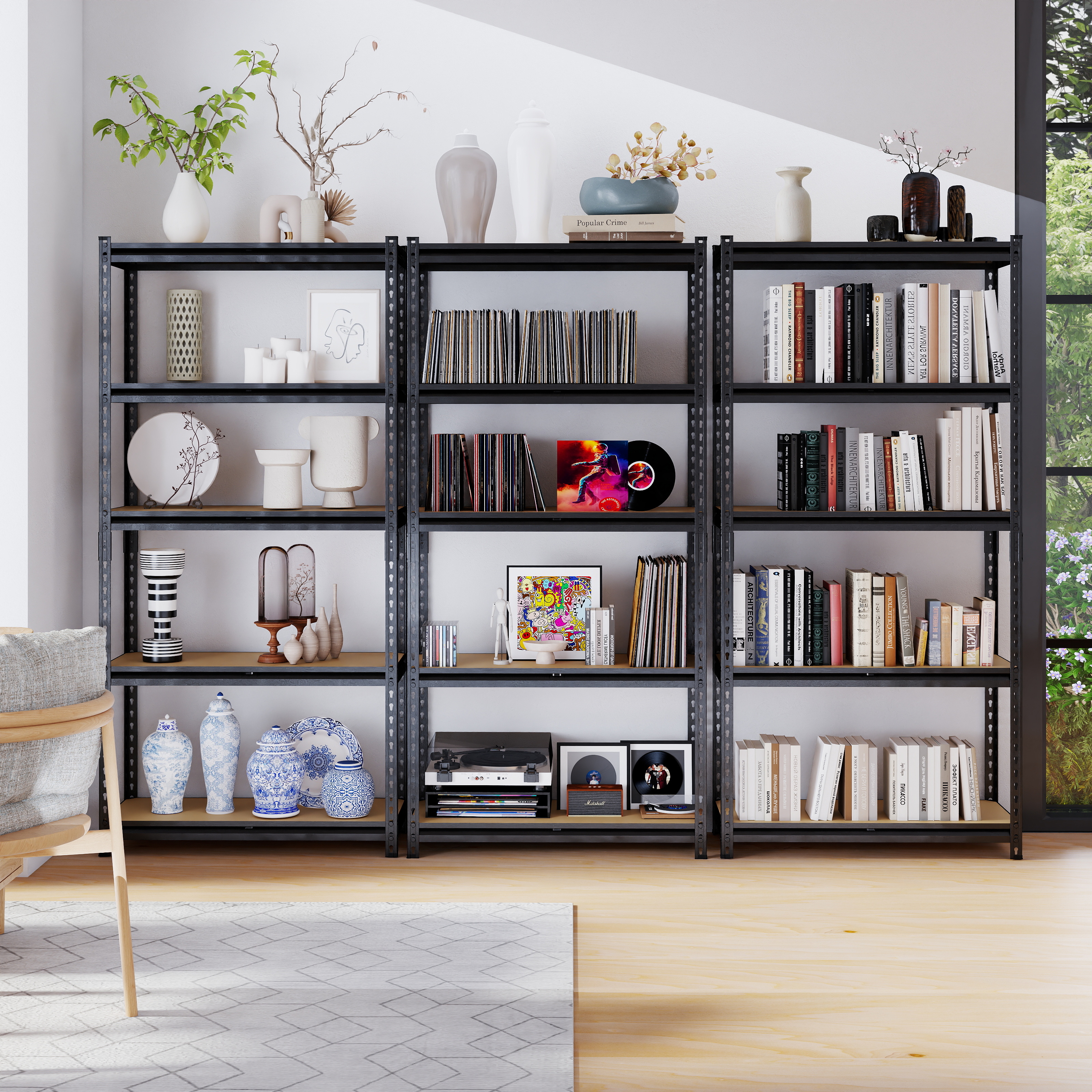 ZEUKMXOO 5-Tier Garage Shelving Unit, 60"H x 27.5"W, Black photo 8