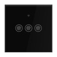 thumbnail image 2 of Interruptor táctil de pared con LED WiFi inteligente con cubierta negra y control remoto por aplicación de 3 vías, 2 of 8
