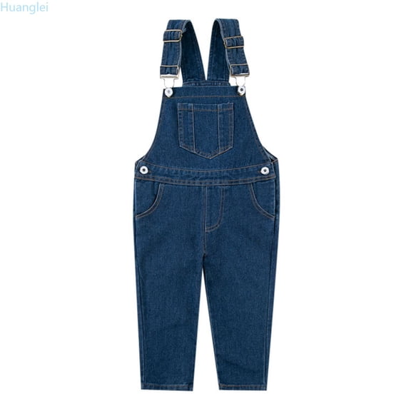 Huanglei Boys' And Girls' Denim Shoulder Jumpsuits For Children Girls Cargo Pants