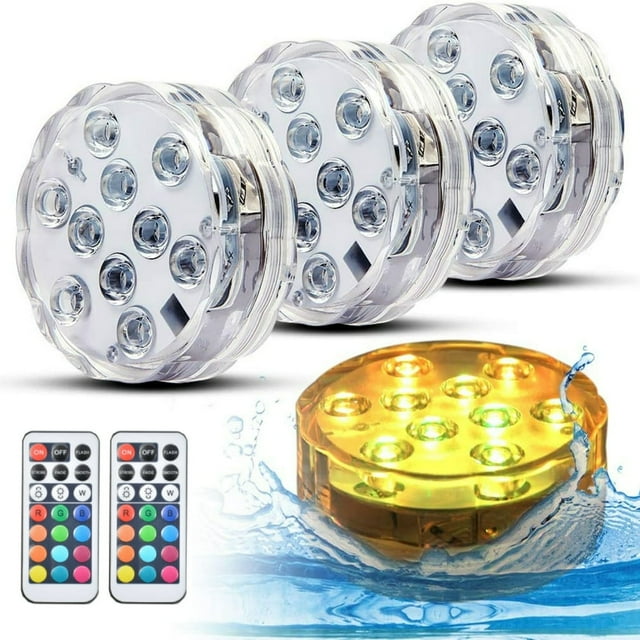 2 Pack pool lights Above Ground Pool Light Led Submersible IP68 Waterproof Inground Pool Light Underwater with Remote 10 Extra Bright LEDs 16 RGB Dynamic Color
