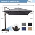 thumbnail image 3 of Pellebant 13 ft. x 10 ft. Patio Umbrella Rectangular Heavy-Duty Cantilever, Dark Gray, 3 of 9
