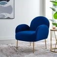 thumbnail image 2 of Armchair Accent Chair, Blue Navy, Velvet, Modern Contemporary, Mid Century Living Hotel Lounge Cafe Lobby, 2 of 8