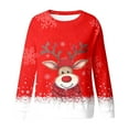 thumbnail image 4 of Fiaer Christmas Crewneck Sweatshirts Women Reindeer Snowflake Graphic Pullover Oversized Long Sleeve Loose Fit Xmas Tops Red XL, 4 of 4