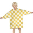 thumbnail image 3 of Yellow White Checkerboard Checkered Pattern Blanket Hoodies for Kids 6-13YR Oversize Wearable Blanket Hoodies for Boys Girls Teens, 3 of 7