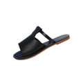 thumbnail image 6 of Xucatan Women's Peep Toe Flats, Double Strap Faux Leather Slide Slippers, Breathable Open Toe Everyday Sandals, Versatile Spring Summer Casual Footwear Gift, 6 of 9
