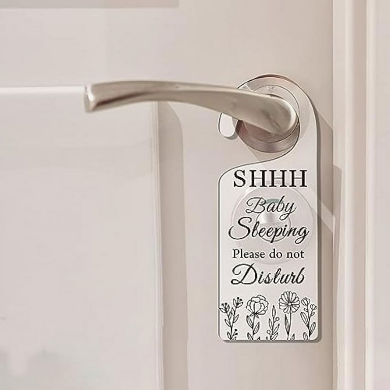 Sleeping Do Not Disturb Door Hanger Sign - Double Sided Acrylic Plaque 9x5.35 Inches