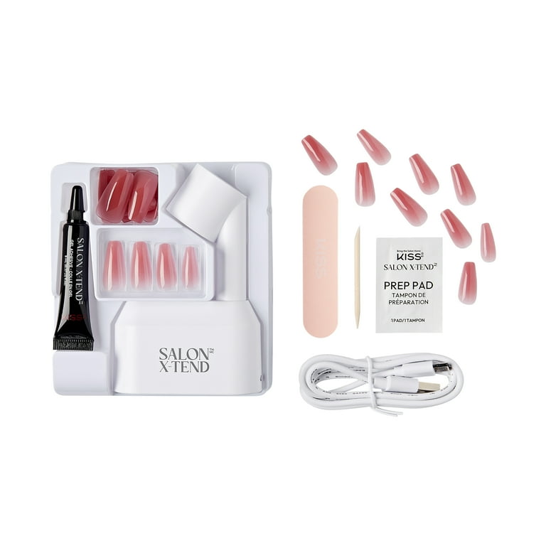 KISS Salon X-tend LED Soft Gel System Press on Nails, Tone, Pink