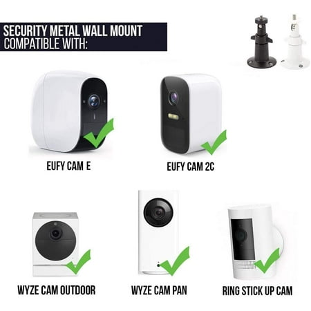 Wasserstein - Adjustable Indoor/Outdoor Wall Mount for Most Arlo Security Cameras (2-Pack) - Black