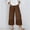 C_ Brown, variant on Women's Elastic Waist Drawstring Textured Linen-Look Wide Leg Pants, Breathable Comfort Trousers for Daily Commute & Light Wear Brown XL