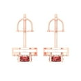 thumbnail image 4 of 14K Solid Gold Screw Back Stud Earrings for Women | 1.24 cttw Round Cut Natural Garnet | Rose Gold, 4 of 5