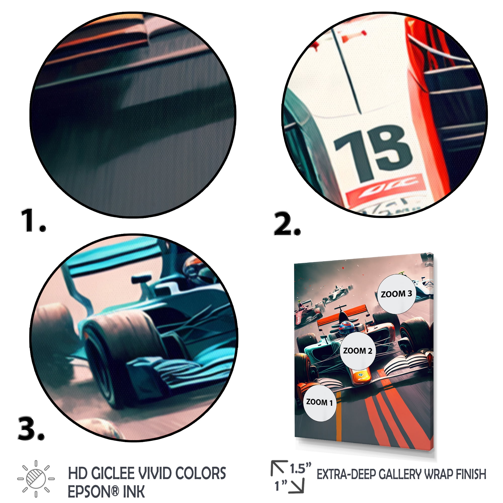 Designart Formula Car Racing VII Canvas Wall Art