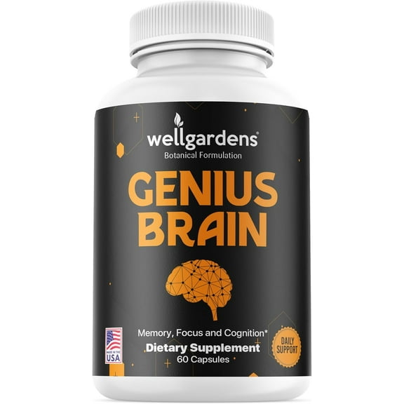 Brain Supplements for Memory, Focus & Clarity – Natural Nootropic with Bacopa, Magnesium, B6 & Phosphatidylserine – Non-GMO, Made in USA – 30-Day Supply