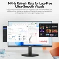 thumbnail image 4 of HKC V2718S 27" 1920×1080 144Hz Full HD IPS Monitor, 1080P Display with 99% sRGB, HDMI & VGA Ports, 5ms GTG, Wide 178° View, Hardware Low Blue Light, Adjustable Tilt, VESA Mount – Black, 4 of 16