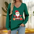 thumbnail image 6 of Fall Tops for Women Long Sleeve V Neck Christmas Tees Holiday Party Ready Loose Fit Seasonal Print Comfort Wear Casual Outfits, 6 of 6