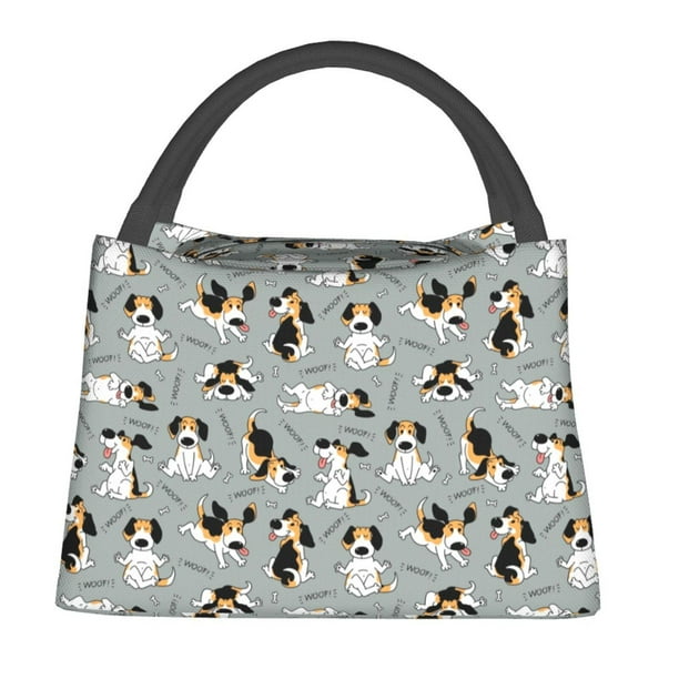 Fotbe Funny Beagle Active Dog Bolsa Térmica Portátil con Estampado, Bolsa de Entrega de Alimentos Aislada, Bolsa Reutilizable de Gran Capacidad para Comidas y Supermercado