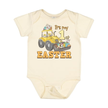 

Inktastic It s My 1st Easter Construction Bunnies Gift Baby Boy or Baby Girl Bodysuit