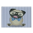 thumbnail image 1 of Pug Cutting Board, Nerdy Glasses and Dotted Bow Tie on a Puppy Pug with a Checkered Backdrop, Decorative Tempered Glass Cutting and Serving Board, Large Size, Sand Brown Black Blue, by Ambesonne, 1 of 1