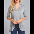 thumbnail image 4 of Cárdigan Informal de Cuartos para Mujer, Moderno Cárdigan Abierto por Delante. Gris XXL, 4 of 8