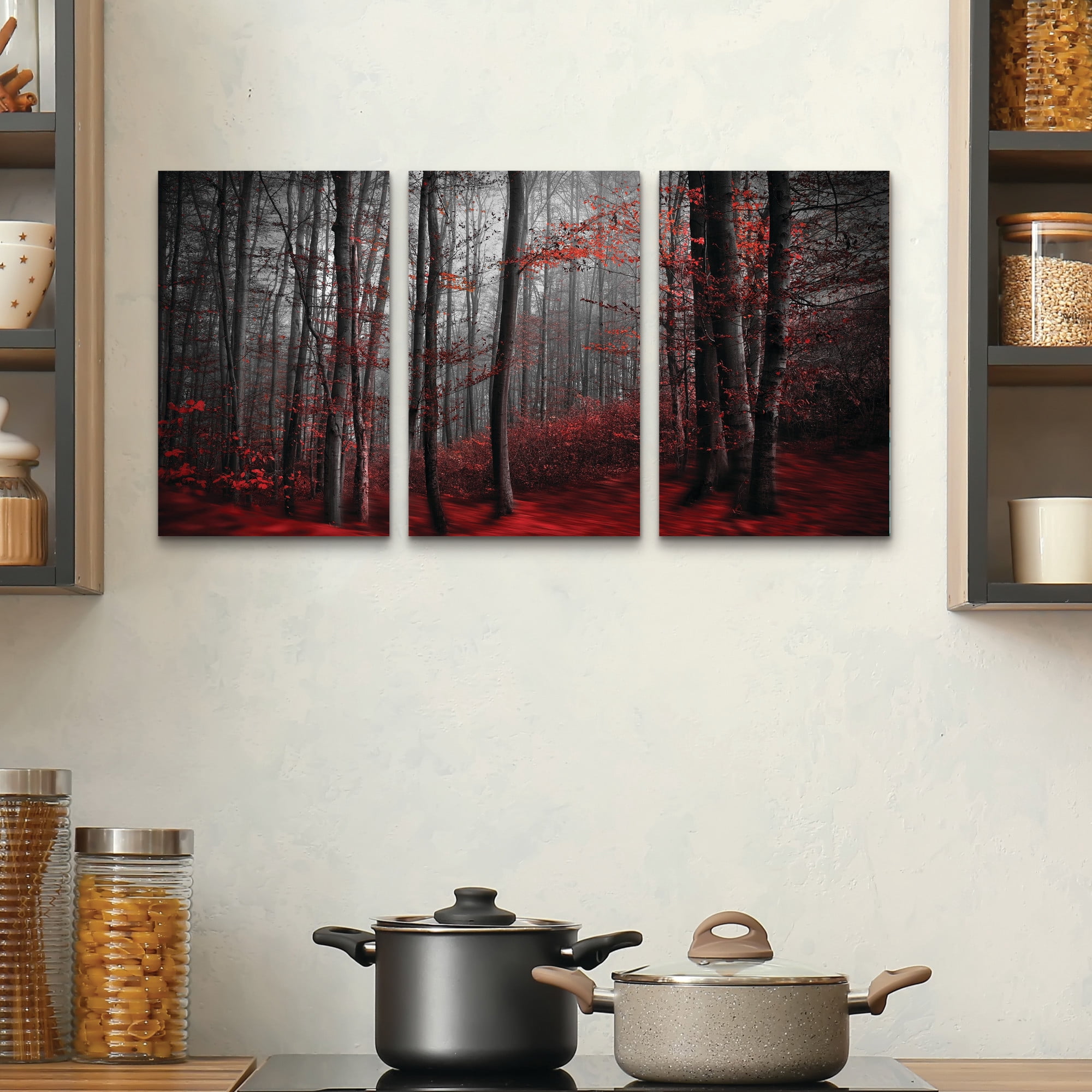 Samanta Bloody River 3 Panel  Canvas Wall Art Set by Trademark Fine Art