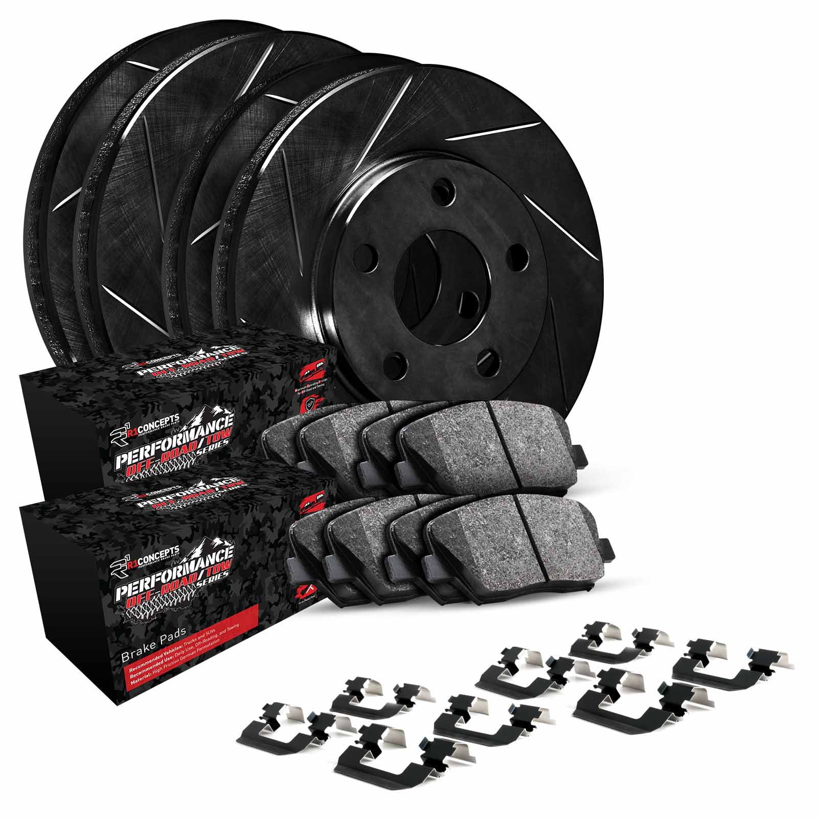 R1 Concepts Front Rear Brakes and Rotors Kit Front Rear Brake Pads