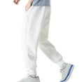 thumbnail image 2 of JTieacloth Mens Casual Sweatpants Mens Solid Sports Leisure Trousers Fitness Loose Running Training Leg Guard Pants Trousers Ninth Pants White, 2 of 3