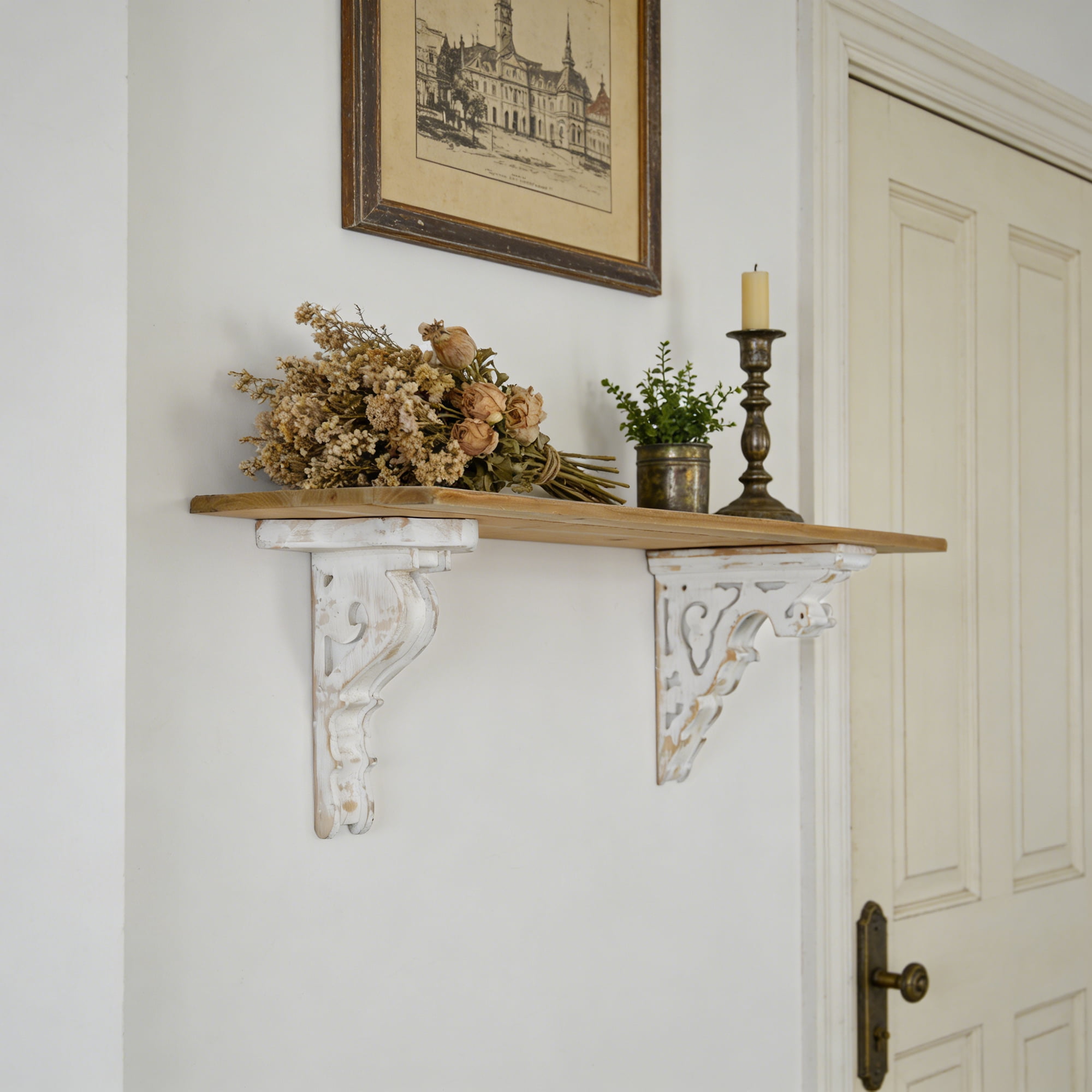 Wood Corbels Shabby Wood Brackets Decorative Shelf Brackets in Diffferent Shape Vintage White Wooden Corbels Wall Decor Door Inner Corner Decoration