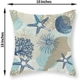 thumbnail image 5 of Nautical Coastal Pillow Covers 18x18 Inch Set of 2, Beach Themed Ocean Throw Pillows Starfish Seashell Decorations Summer Pillowcase Linen Outdoor Decor Farmhouse Cushion Case for Home Bedroom, 5 of 6