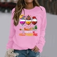 thumbnail image 3 of WEIWEN Happy Hallothanksmas Halloween Sweatshirts for Women Thanksgiving Christmas Graphic Fall Sweaters for Women Dressy Casual Long Sleeve Outfits Women's Clothing Pink, M, 3 of 5