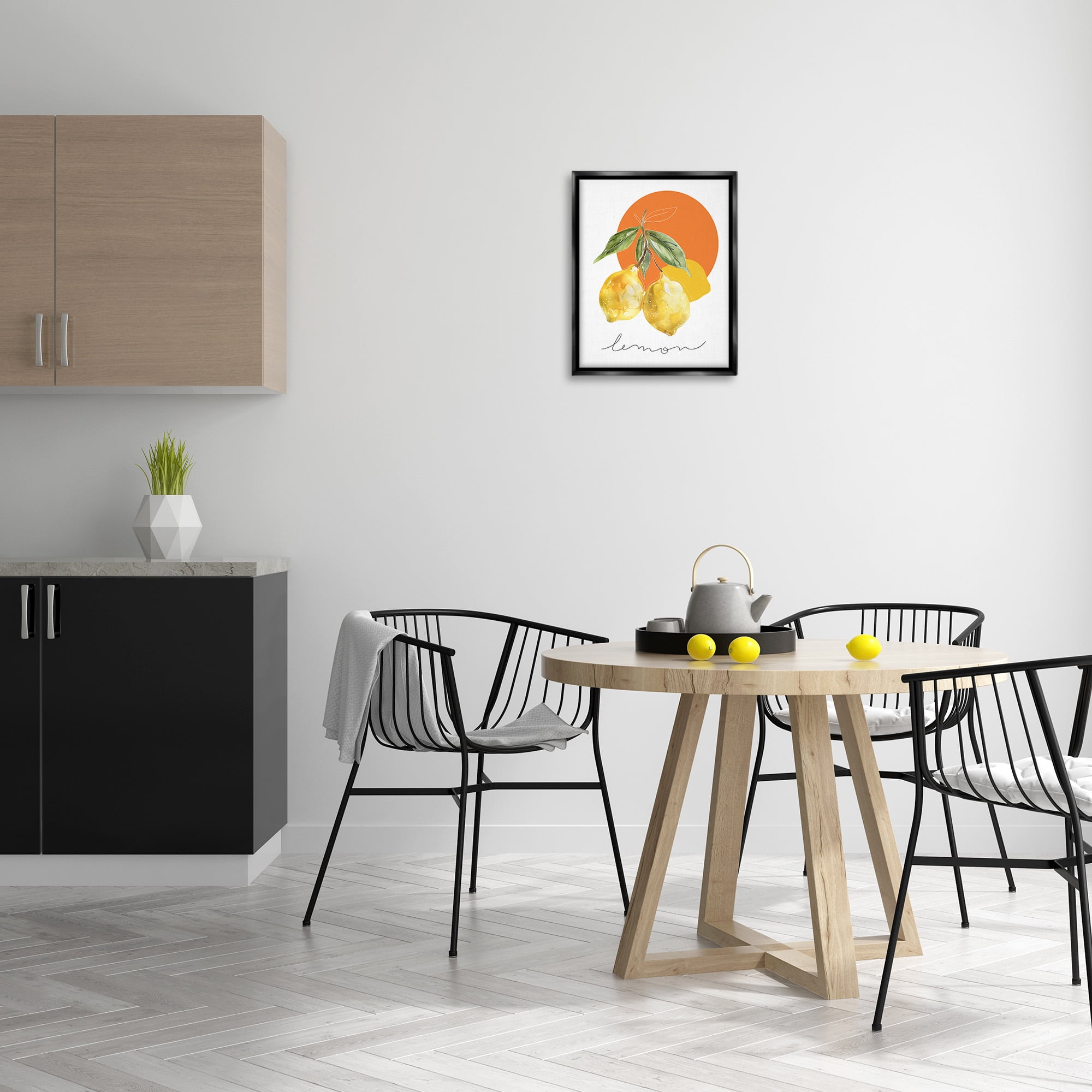Stupell Industries Modern Lemons Branch Food & Beverage Painting Black Floater Framed Canvas Art Print Wall Art, 17 x 21