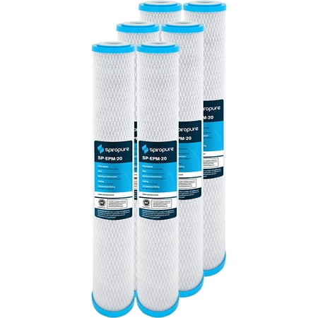 

SpiroPure SP-EPM-20 20x2.5 10 Micron NSF Certified Coconut Shell Carbon Block Water Filter Cartridge EPM-20 155635-43 CB-25-2010 (Case of 6)