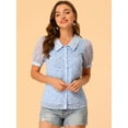 thumbnail image 2 of INSPIRE CHIC Women's Floral Button Down Collar Sweet Puff Sleeve Blouse, 2 of 6