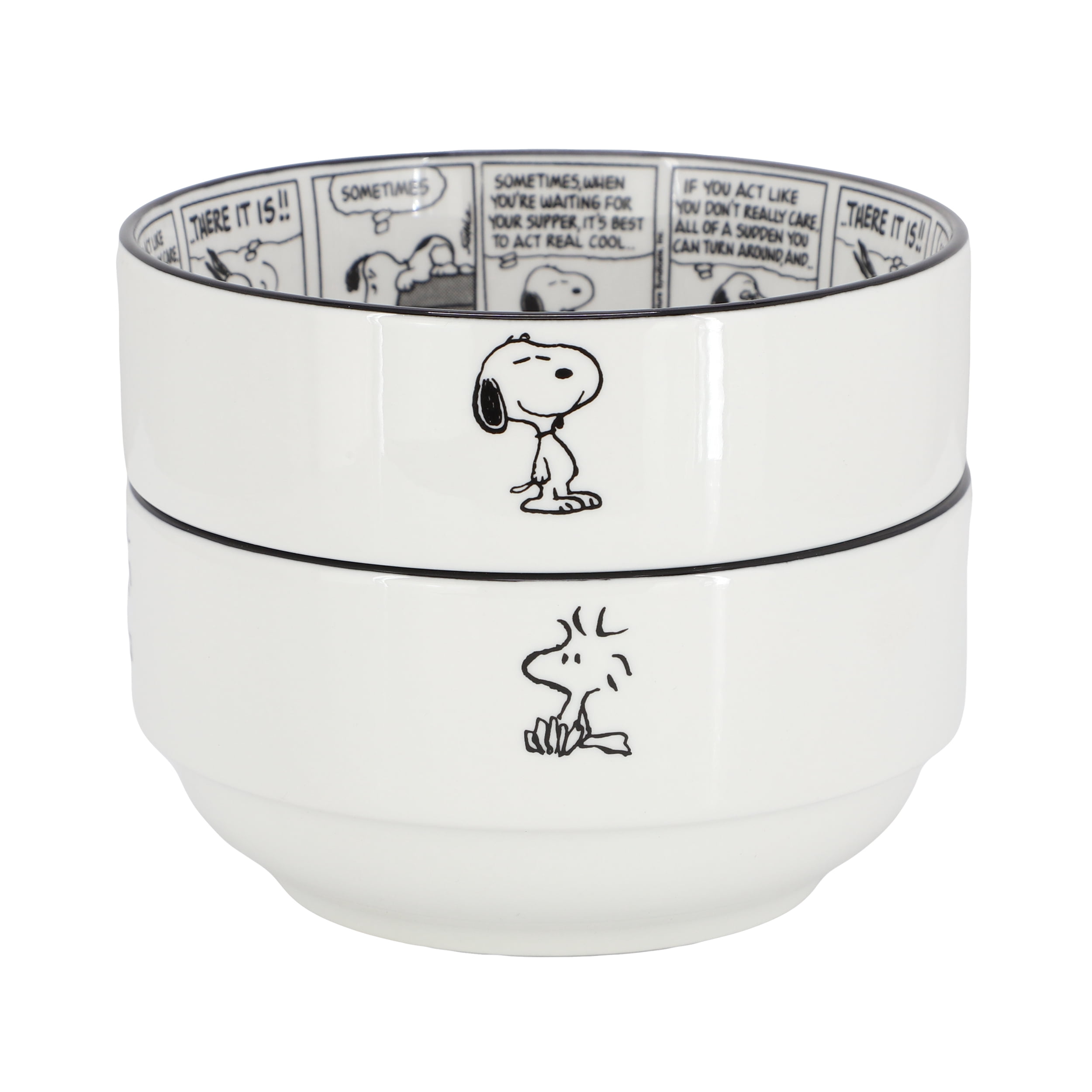 Peanuts Sunday Strips 2 Piece 6 Inch Round Fine Ceramic Bowl Set in White