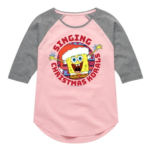SpongeBob SquarePants - Singing Christmas Korals - Toddler & Youth Girls Raglan Graphic T-Shirt