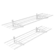 FLEXIMOUNTS 2-Pack Wall Shelf Steel Garage Shelving Storage Rack 12" by 48" (1x4 ft) White