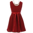 thumbnail image 3 of Little Girl Girls Set Floral Lace Jacket Round Neck Bow Holiday Flower Girl Dress Burgundy 4 JKS 2096, 3 of 5