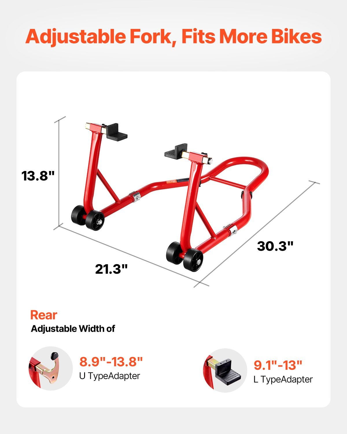 Heavy Duty Motorcycle Rear Wheel Stand 850 LBS Load Capacity Adjustable U L Fork Swingarm Spool Lift Jack Stand for Suzuki Yamaha Honda Kawasaki Red