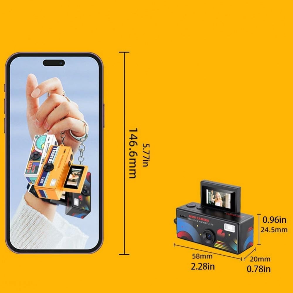 Instant Mini Digital Camera Keychain, 1080P HD Video Recorder with Flip Screen, Ultra Portable，9 Vibrant Colors for Students, Vloggers, Daily Use & Retro Style（White）