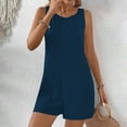 thumbnail image 2 of ABATAB Womens Casual Rompers Summer Sleeveless Jumpsuits Solid Color Wide Leg Beach Overalls Shorts with Pockets, 2 of 7
