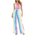 thumbnail image 1 of LOVZFMLL Women's Jumpsuit, V-Neck Sleeveless Multicolor Striped Sequin Trousers Romper Multicolor, S, 1 of 9