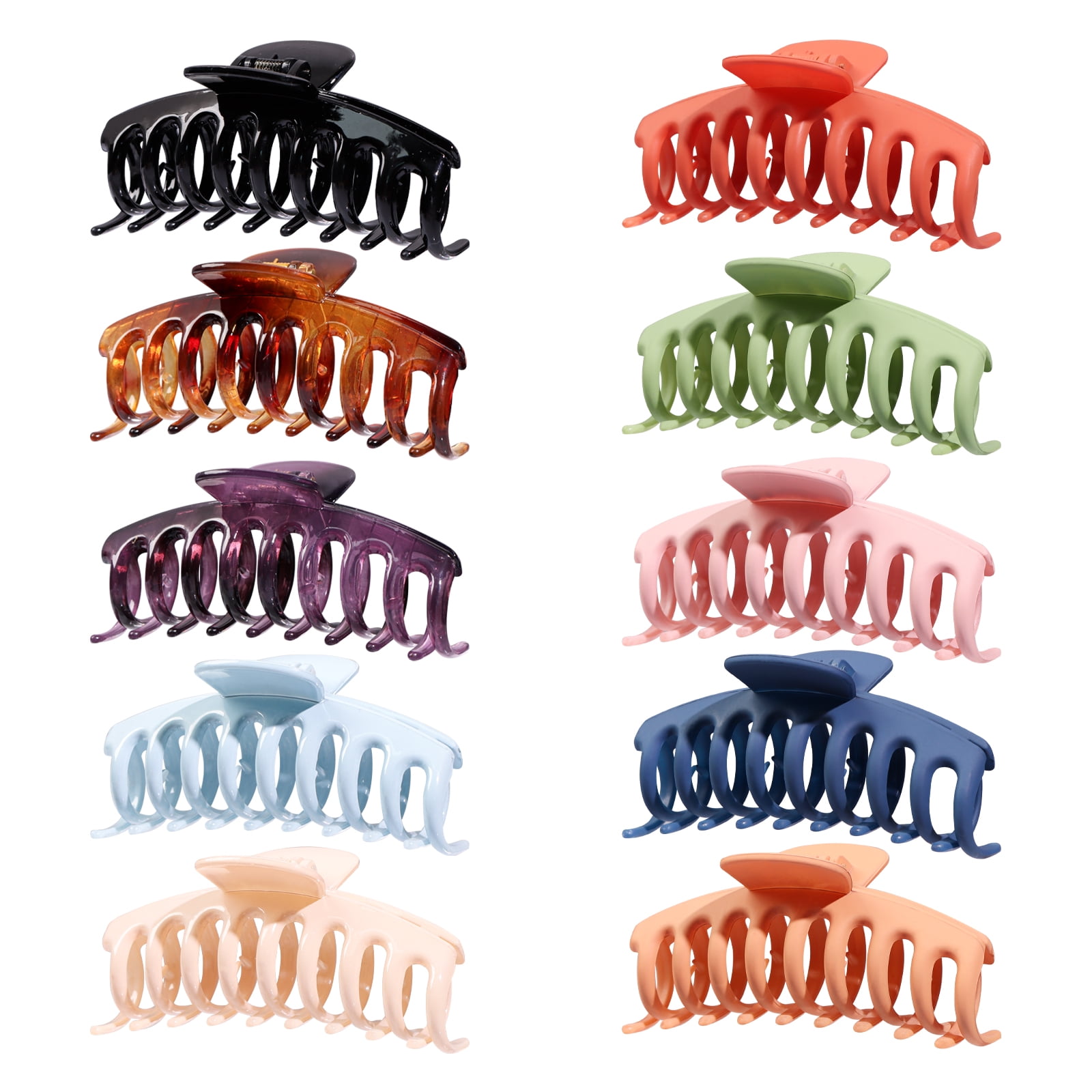 Magicsky 10PCS Large Hair Claw Clips, Nonslip Matte Plastic/ Resin Hair