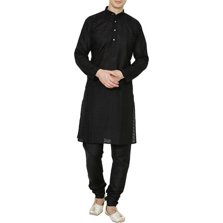 

Royal Kurta Men s Cotton Chikan Kurta Churidar Black