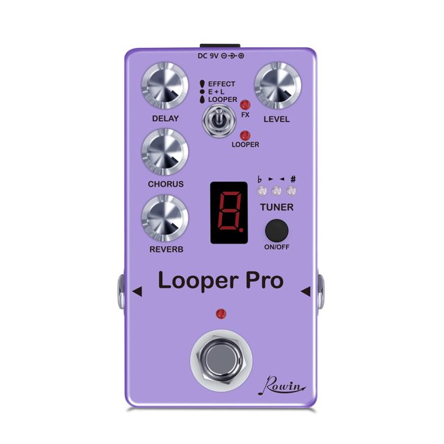 Pedal Multiefectos Rowin RE-05 Pro Looper para Guitarra Negro con Looper y True Bypass