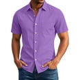 thumbnail image 2 of Miqool Men's Button Up Shirt Short Sleeve Casual Business Dress Top with Chest Pocket Turn Down Collar Lightweight Summer Work Blouse, 2 of 8