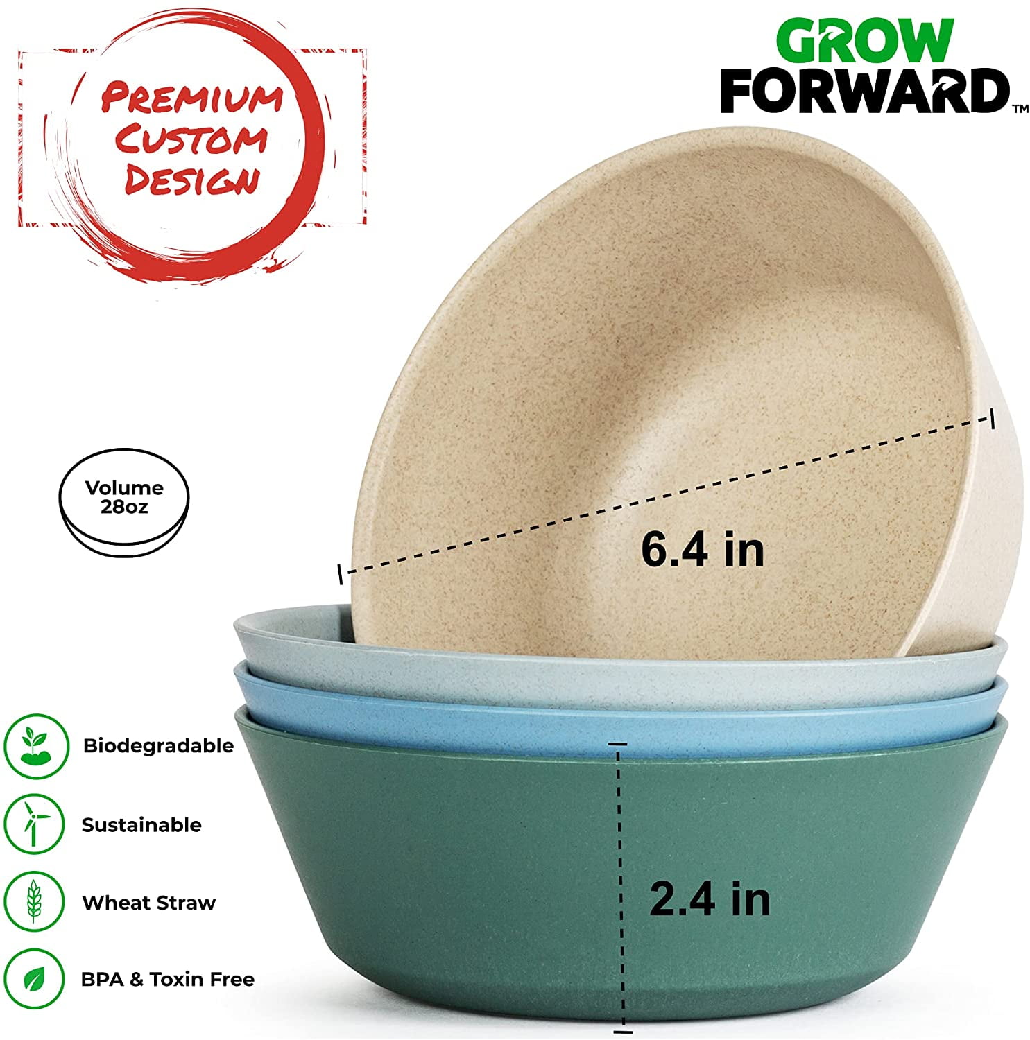Salad Camping Oasis Grow Forward Premium Wheat Straw Dinnerware Sets Reusable Wheatstraw Dinnerware Plates and Bowls Set for Cereal 8 Piece Unbreakable Microwave Safe Dishes Soup RV Dorm 