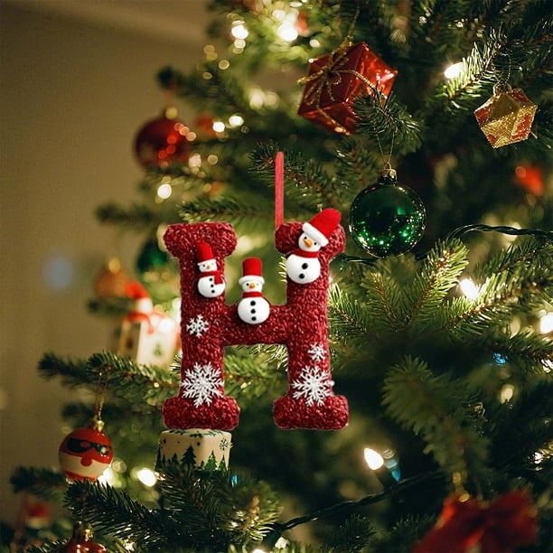 Uuiauoio 26-Piece Alphabet Christmas Ornaments Set with Holiday Designs, Acrylic Letter Tree Pendants for Decor, Festive Xmas Hanging Decorations for Home and Office Displays