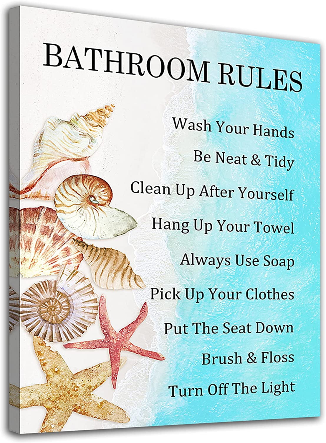 Bathroom Wall Art for Wall Decor Bathroom Rules Canvas Pictures Sea